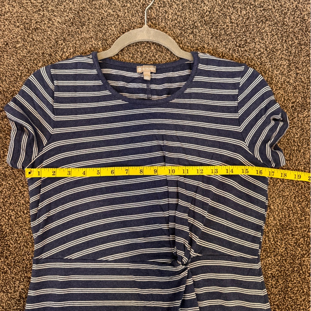 T by Talbots Navy and White Striped Twist Tie Sun Dress Size MP Short Sleeve - Picture 6 of 8
